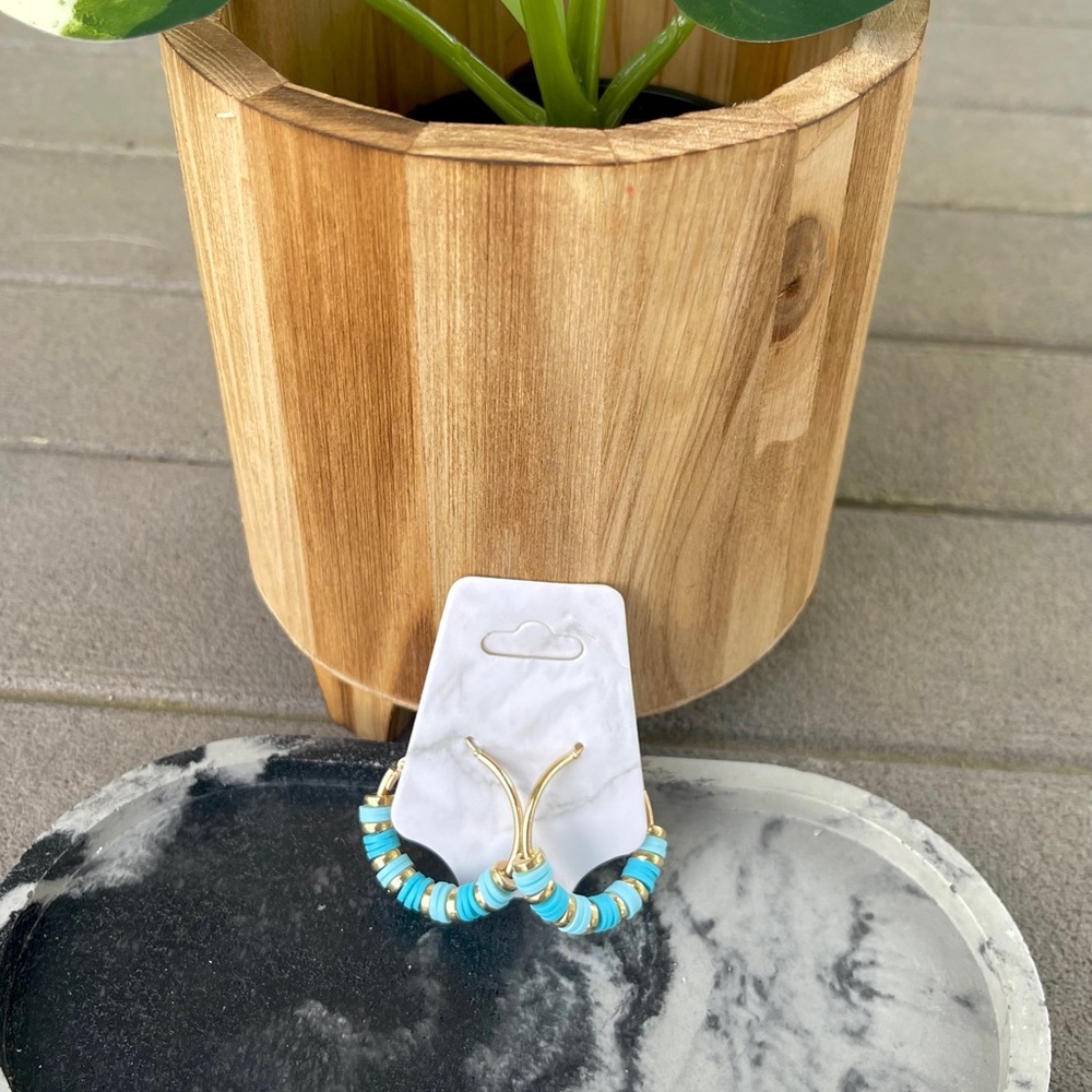 Blue boho hoop earrings